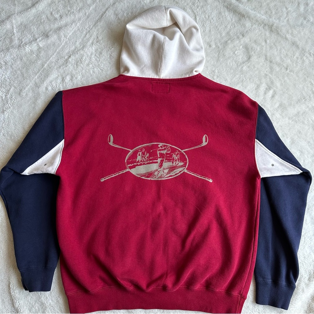 Hathaway Golf Hoodie Men's L Pullover Color Block Graphic Sweatshirt Vintage